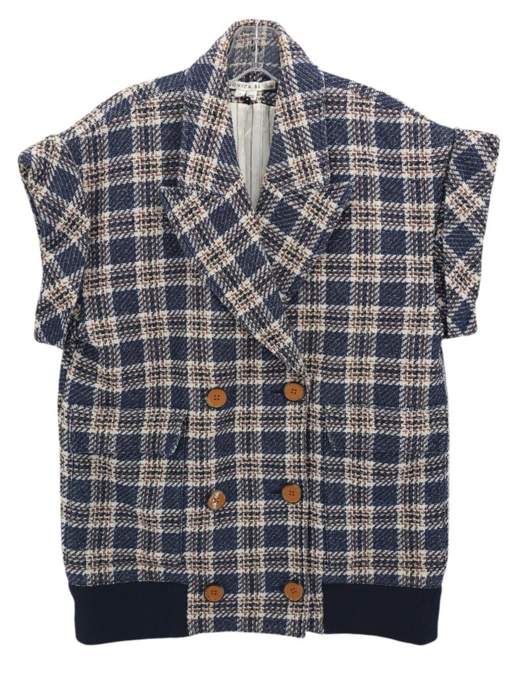 VERONICA BEARD Enzo Dickey Oversized Plaid Vest Double Breasted Heavyweight MED